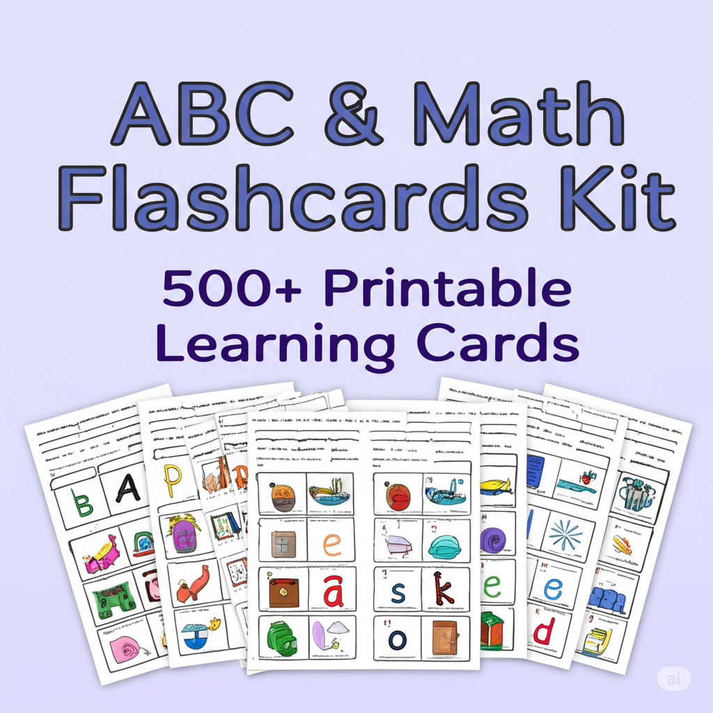 ABC & Math Flashcards Kit: 500+ Printable Learning Cards 1 ABC Math Flashcards Kit