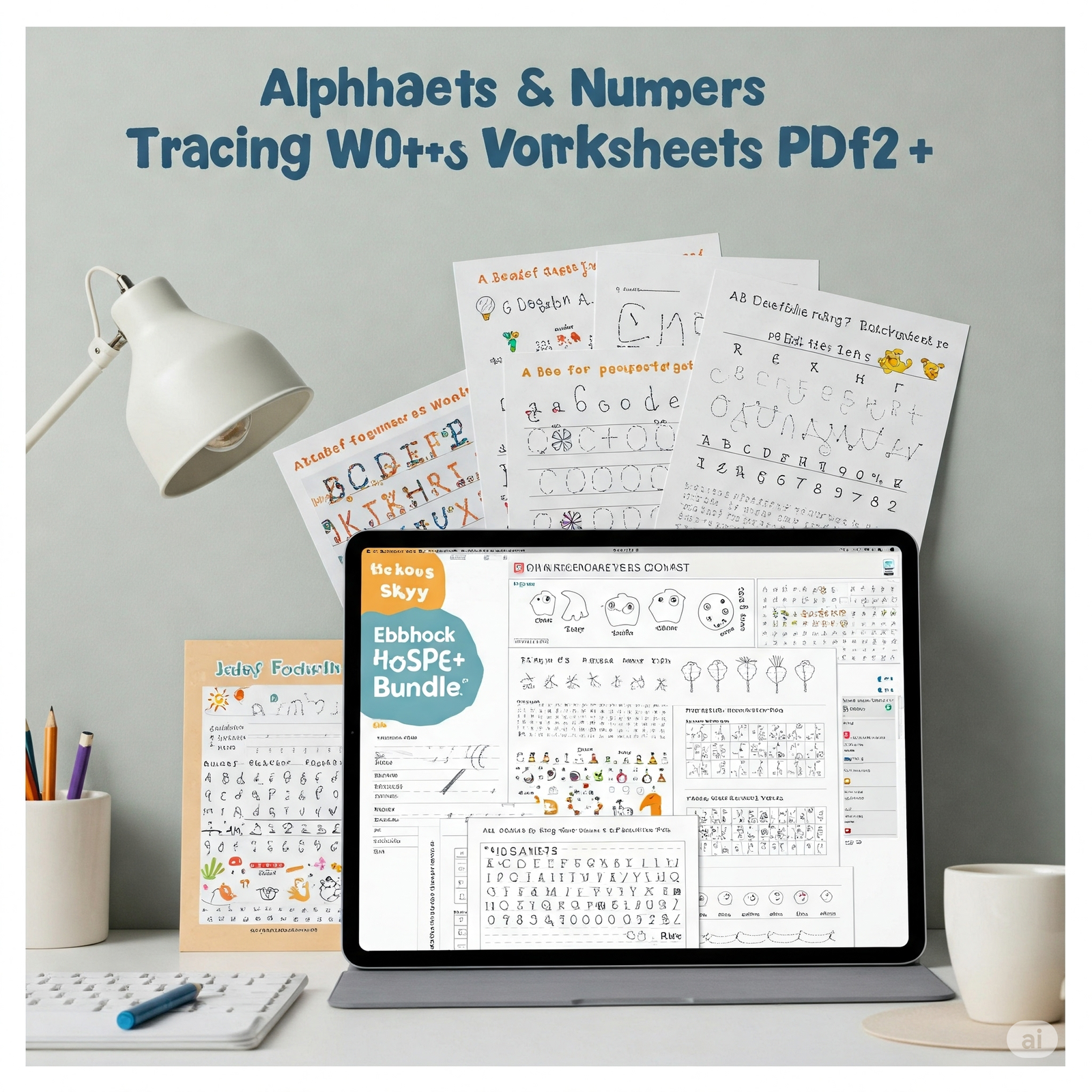 Alphabets & Numbers Tracing Worksheets Bundle: 500+ Worksheets 6 Alphabet Number Tracing2
