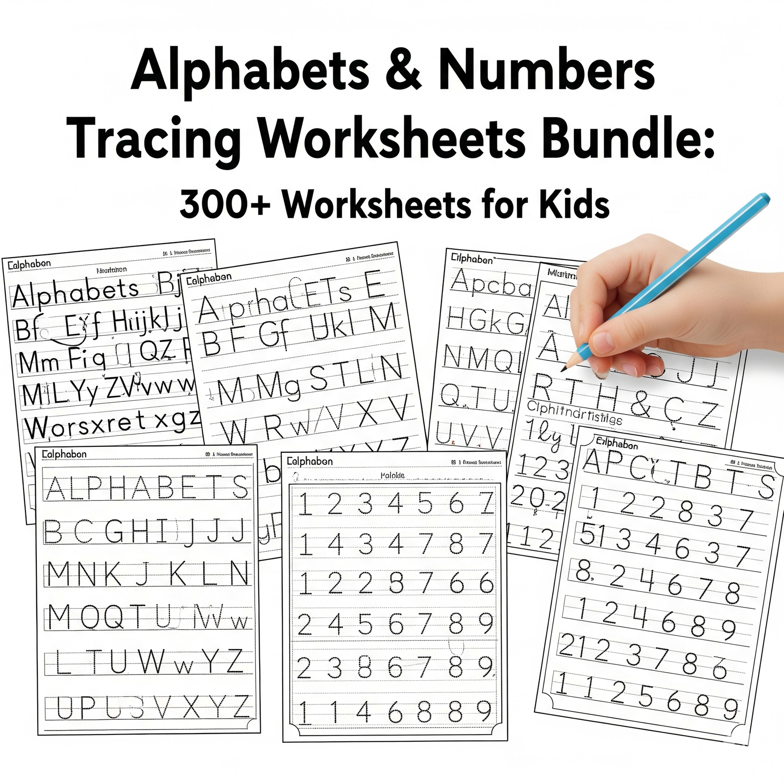 Alphabets & Numbers Tracing Worksheets Bundle: 500+ Worksheets 3 Alphabets Numbers Tracing3