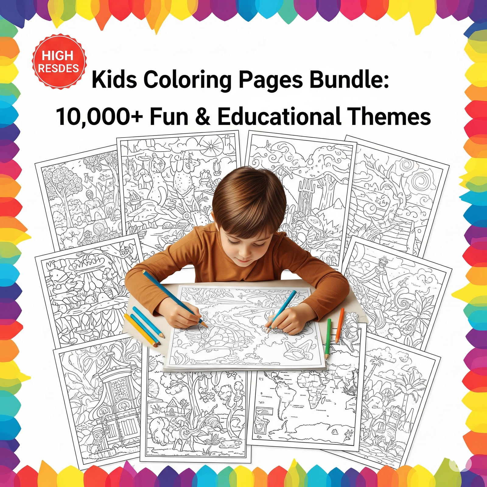 Kids Coloring Pages Bundle: 10,000+ Fun & Educational Themes 1 Kids Coloring Pages Bundle Fun Educational Themes2