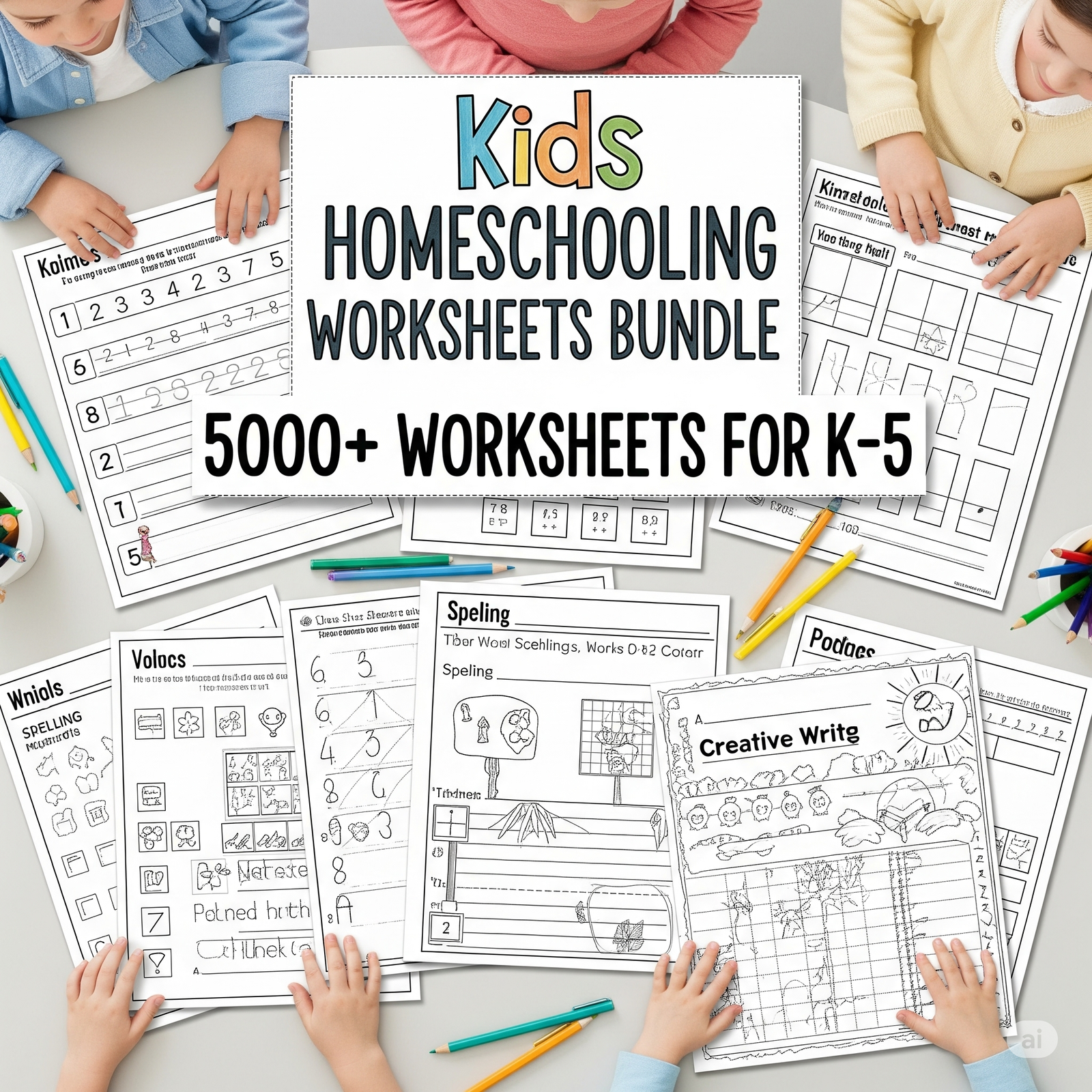 1200+ Kids Pencil Control Practice Worksheets Bundle: Printable Activities for Preschool & Kindergarten 2 Kids Homeschooling Kit