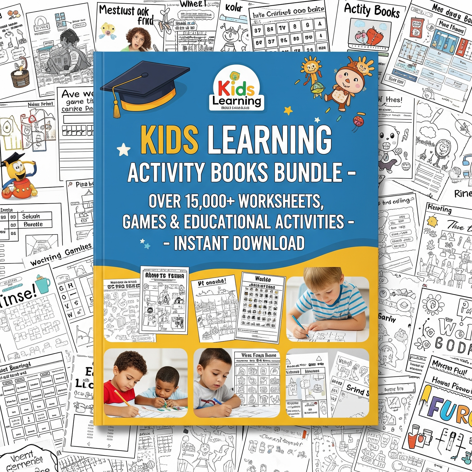 15,000+ Printable Worksheets & Kids Activities – All-in-One Early Learning Bundle 1 Kids Learning Activity Books Bundle