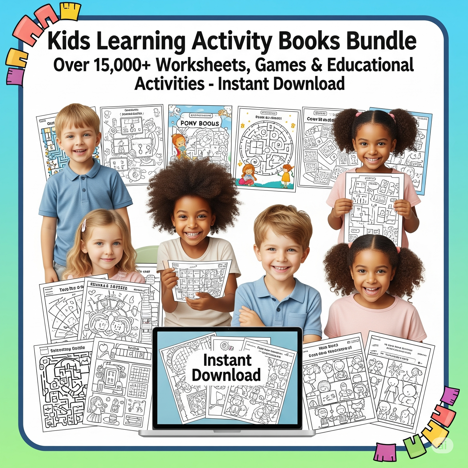 15,000+ Printable Worksheets & Kids Activities – All-in-One Early Learning Bundle 2 Kids Learning Activity Books Bundle2