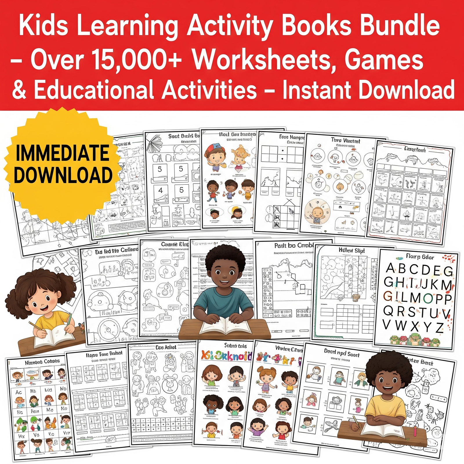15,000+ Printable Worksheets & Kids Activities – All-in-One Early Learning Bundle 3 Kids Learning Activity Books Bundle3