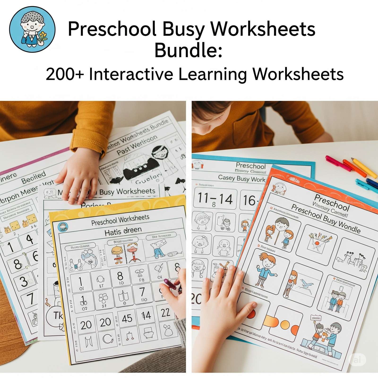 Preschool Busy Worksheets Bundle: 5000+ Interactive Learning Pages 2 Preschool Busy Worksheets