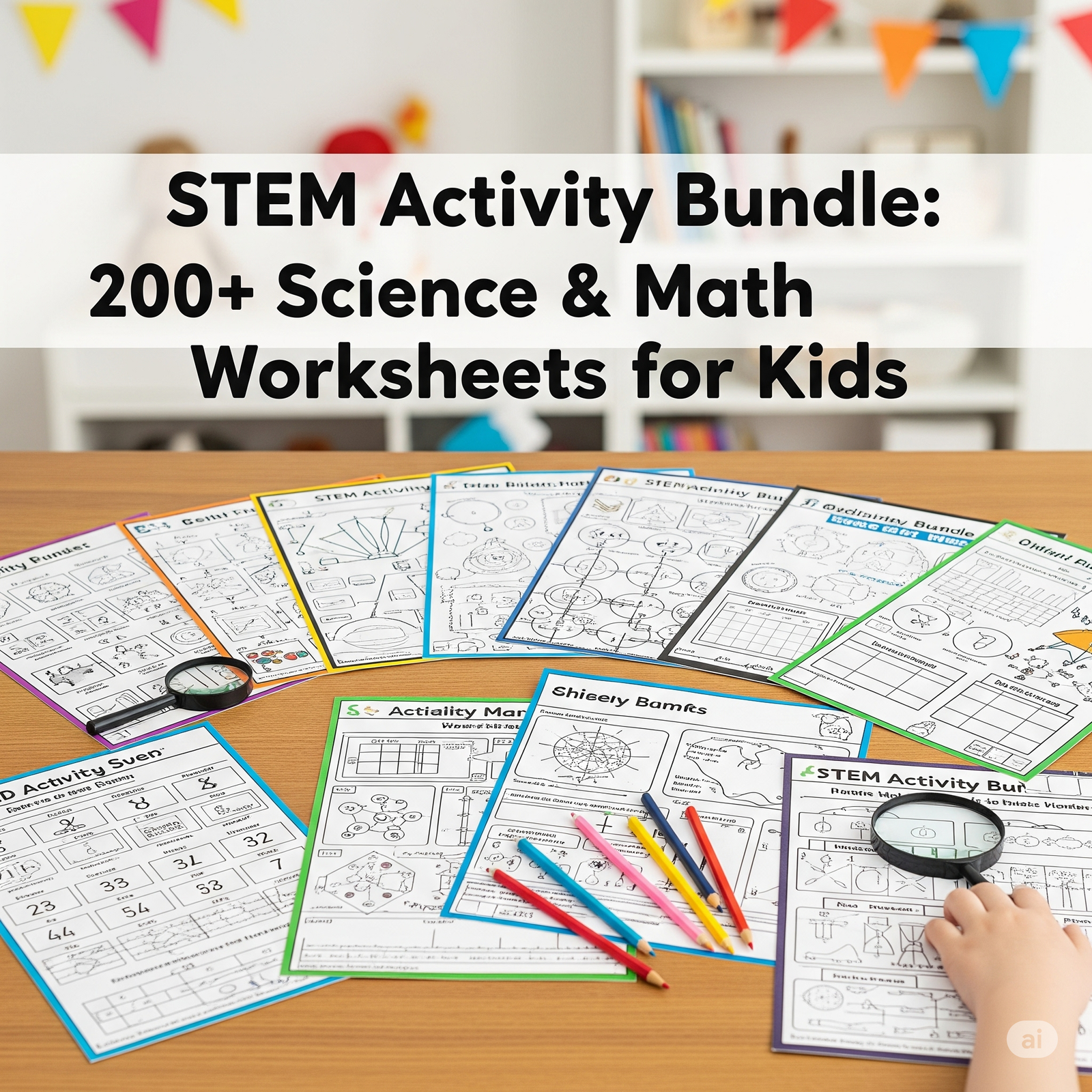 STEM Activity Kit: 500+ Science & Math Worksheets for Kids 1 STEM Activity Bundle