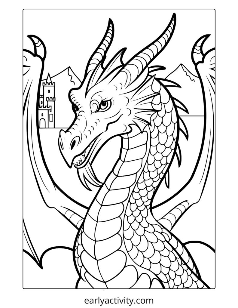 13_fierce looking dragon coloring page