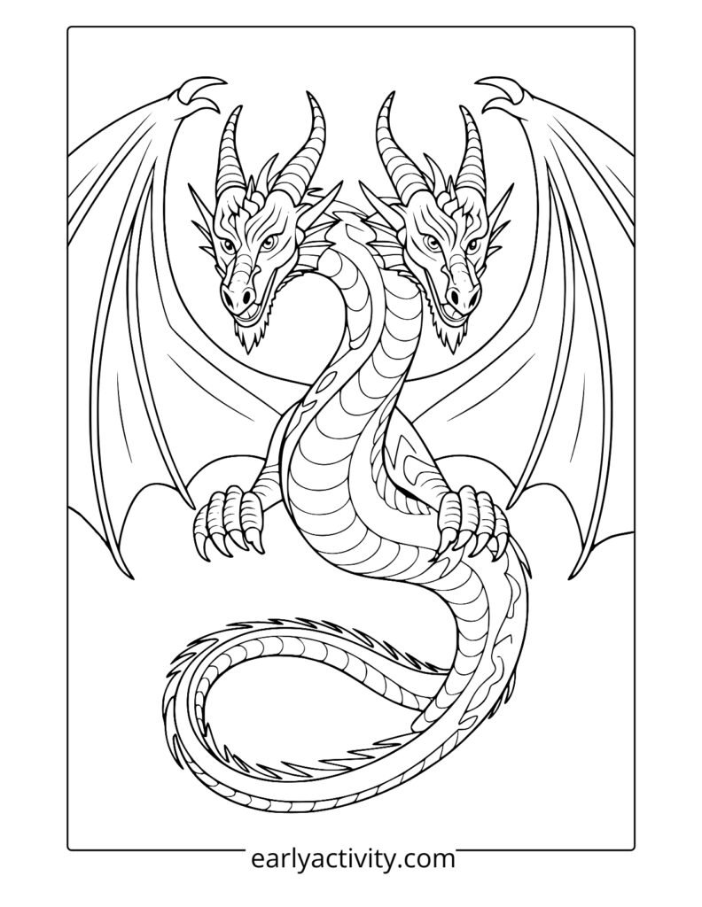 24two headed dragons coloring page (1)