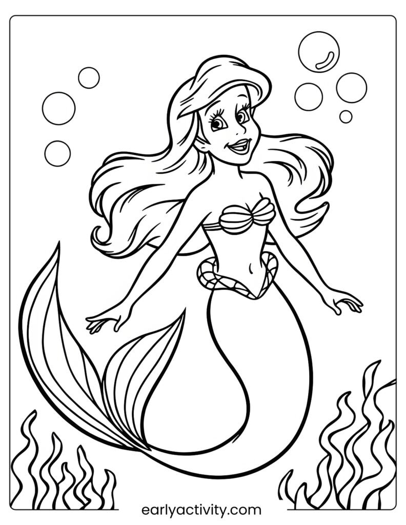 5_ ariel mermaid coloring page