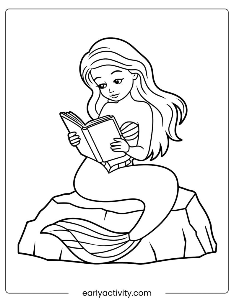 8_ Mermaid Reading a book underwater coloring sheet 2 .pdf